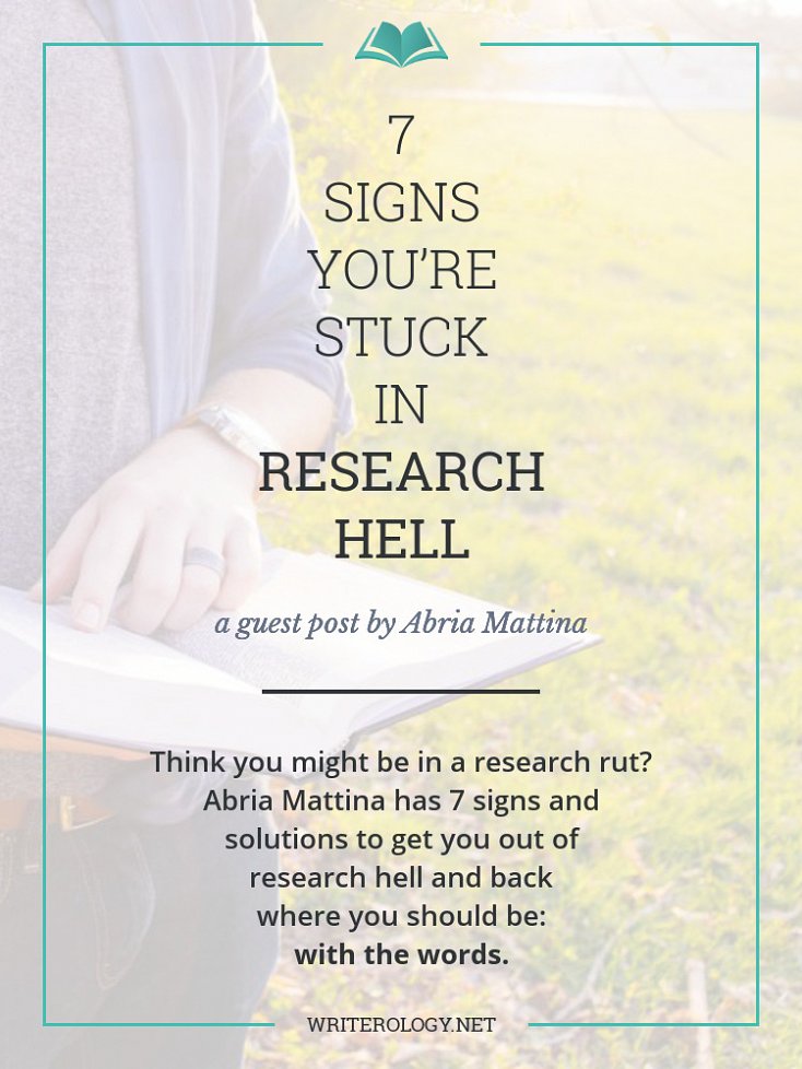Think you might be in a research rut? Abria Mattina has 7 signs and solutions to get you out of research hell and back where you should be—with the words. | Writerology.net